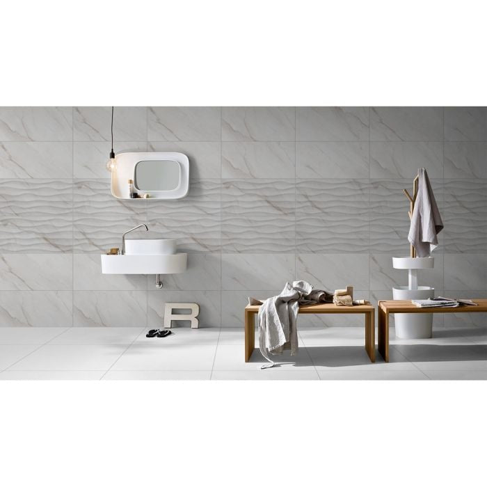 Carrara Gold Relief 30x60 White Gloss